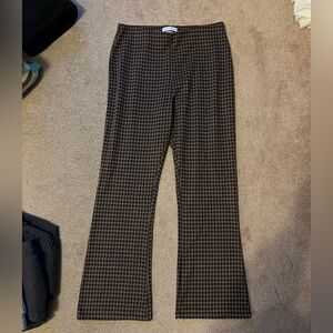 Urban outfitters brown plaid flare pants